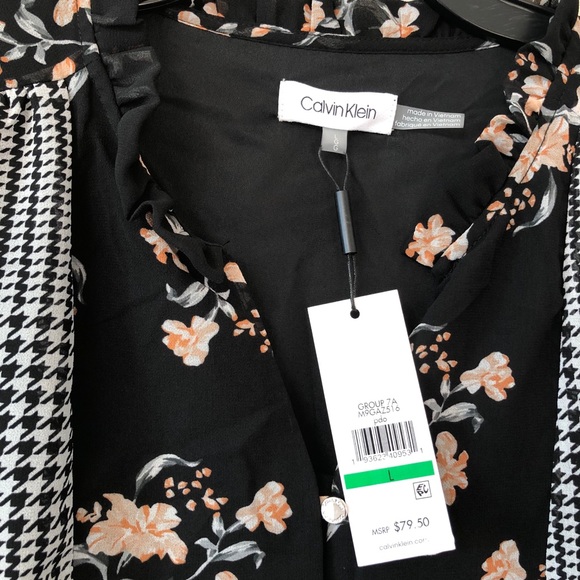 NWT! Calvin Klein Mixed Media Patchwork Blouse Large - Picture 5 of 7